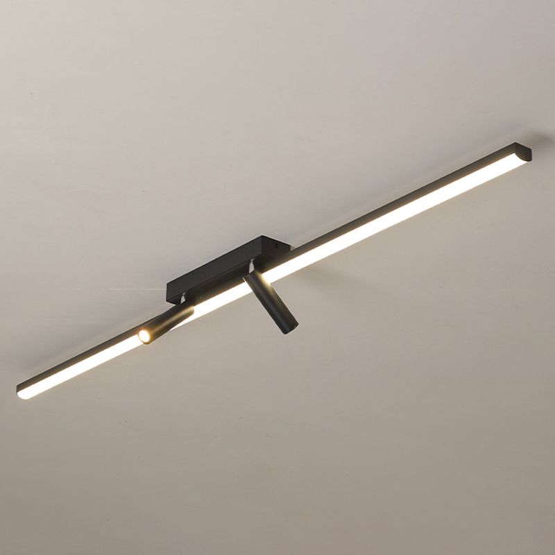 Montaje semiempotrado LED rectangular negro en lámpara de techo interior de acrílico de simplicidad moderna con lámpara de hierro forjado