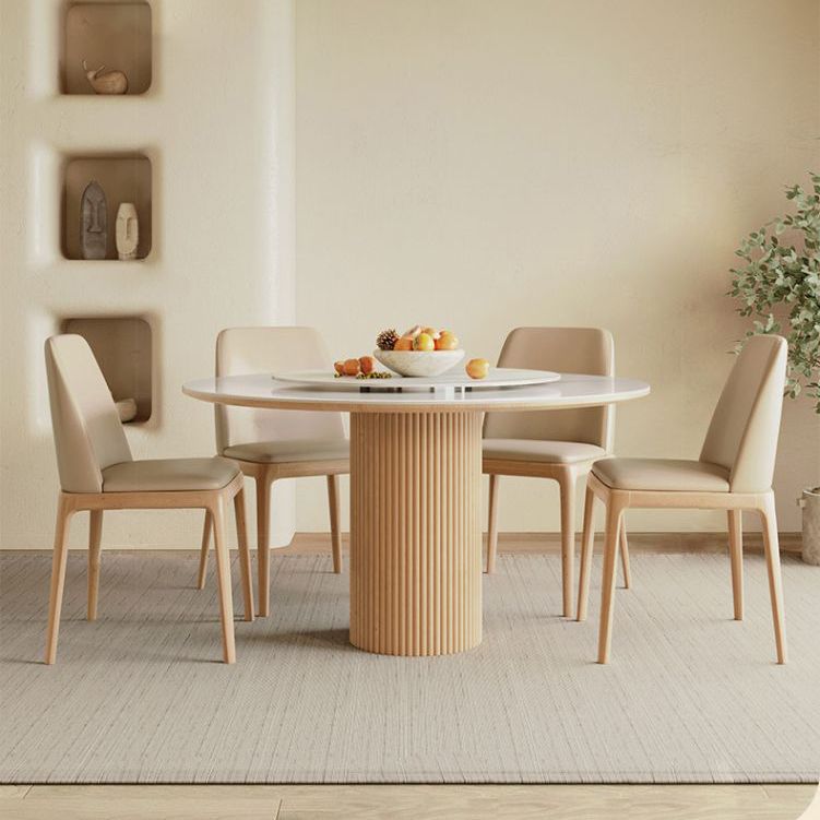 Stone Top Dining Set 1/4/5/7 Pcs Solid Wood Frame Dining Table and Chairs