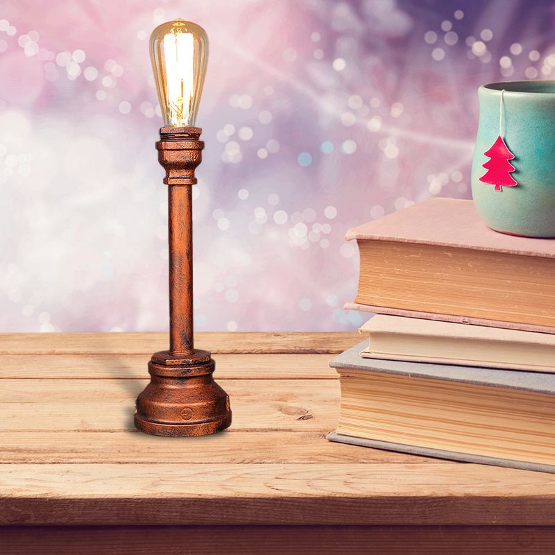 1 Light Exposed Table Lighting Industrial Style Copper / Antique Black Metal Table Lampe avec conception de tuyaux pour restaurant