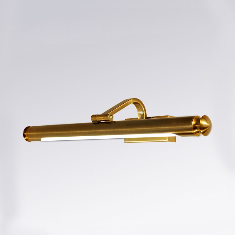 Metal Linear Shade Mirror Wall Lighting Modern 1 Light Wall Mounted Light Fixture in Gold