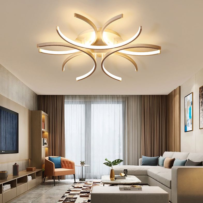 White Petal Flushmount Ceiling Lamp Contemporary LED Metal Flush Mount Ceiling Chandelier