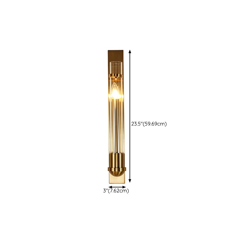 Cylinder Shape Glass Wall Lighting Modern Style 1 Light Wall Mounted Light in Gold