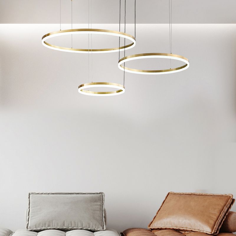 Lampadante a pendente di lusso di lusso a luce contemporanea lampadario circolare leggera per soggiorno