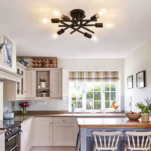 Industrial Retro Semi Flush Mount Sputnik Ceiling Light for Interior Spaces