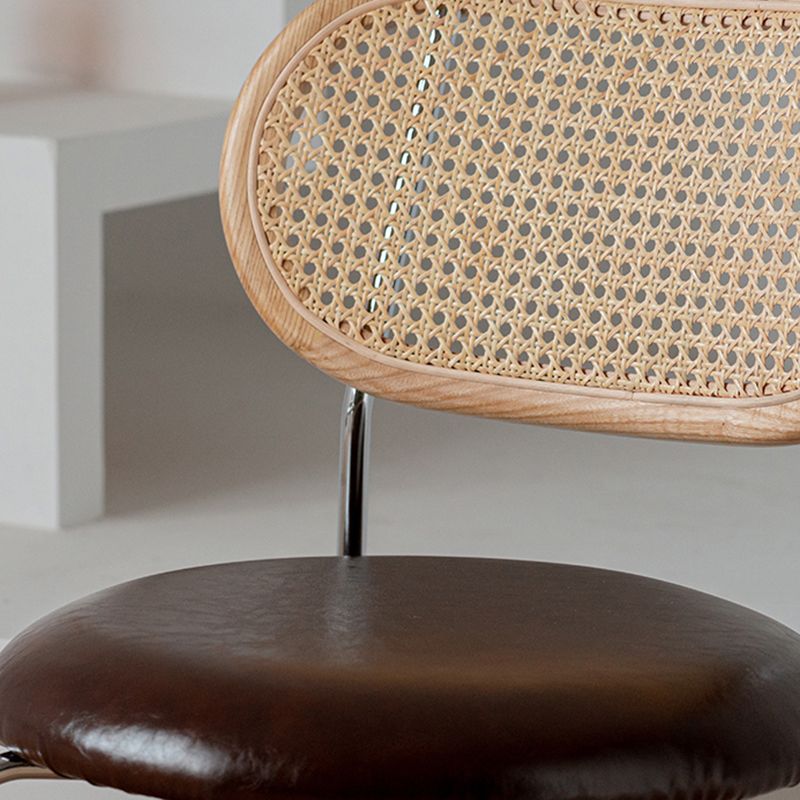Modern Style PU Leather Chair Cane Back Armless Dining Chair