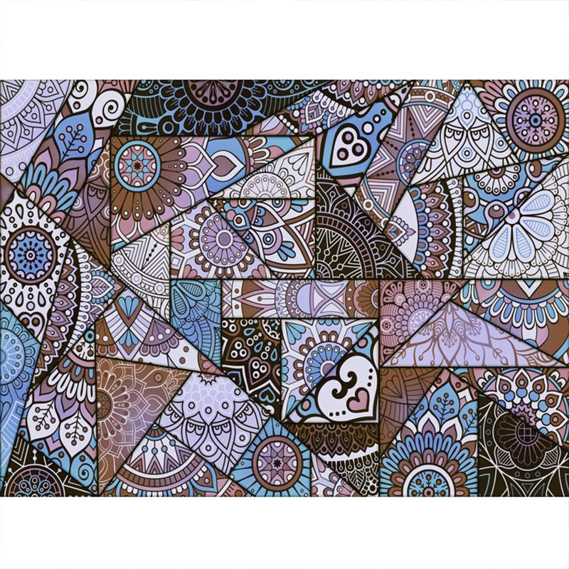 Böhmischer Teppich mit Mosaik-Fliesen-Druck, mehrfarbiger Polypropylen-Teppich, schmutzabweisend, waschbar, rutschfeste Rückseite, Teppich für Heimdekoration