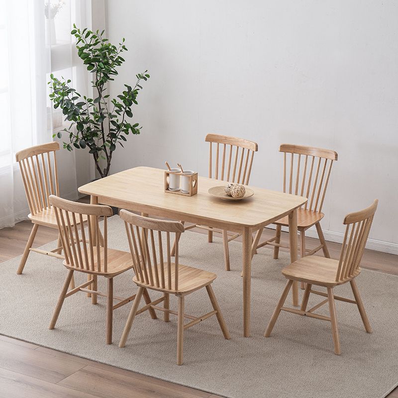 Minimalist Style Solid Wood Dining Room Set with Traditional Height Table and 4 Legs Base