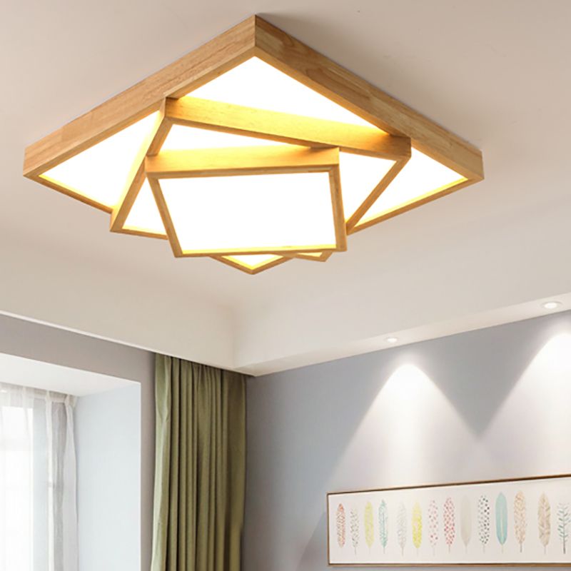 Modern Multi-head Ceiling Mount Light Fixtures Wooden Flush Mounted Ceiling Light