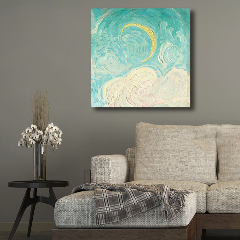 Van Gogh Starry Sky Canvas Art Kids Style Textured Painting Wall Decor for Living Room