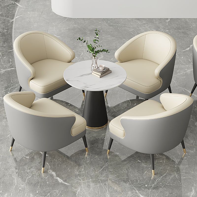 23.62" Wide Arm Chair Faux Leather Recessed Arms Accent Chair