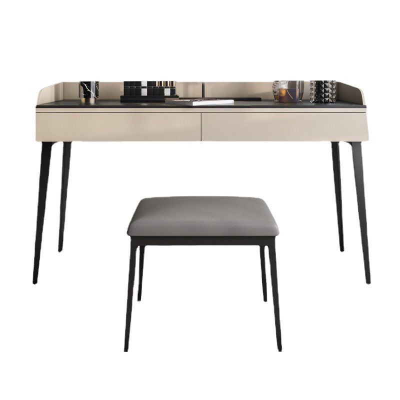 Contemporary Stone Top Vanity Set 2 Storage Drawers With Stool - 33.46" H