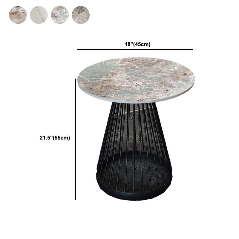 Modern Frame Side Table Slate Round Sofa End Table for Living Room