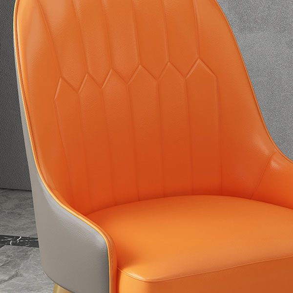 Scandinavian Style Arm Solid Back Dining Side Chair Leather Dining Chair