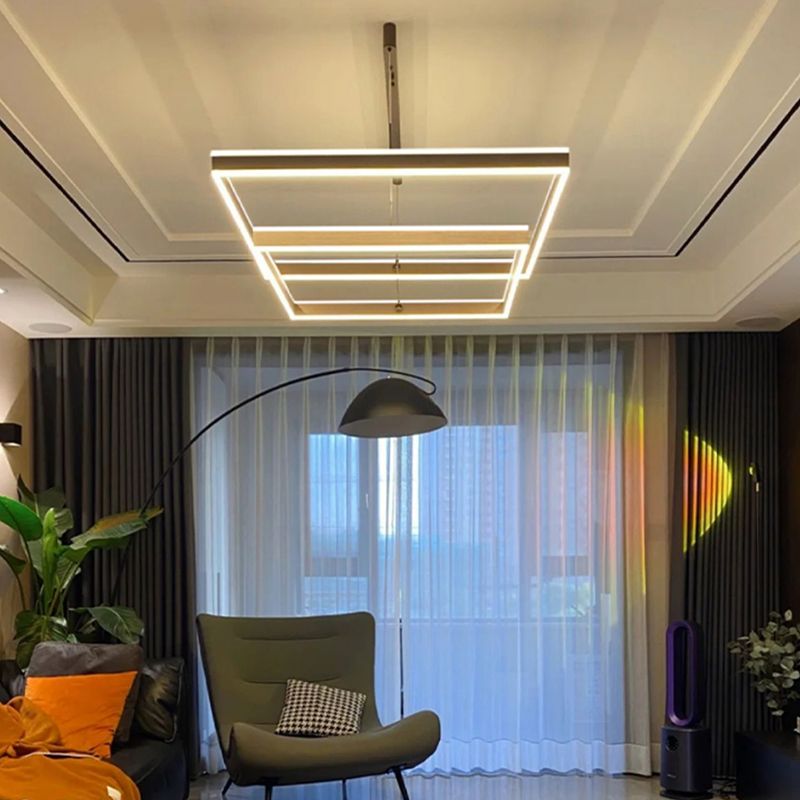 Lustre luxueux en calrium en aluminium LED Pendant pour salle à manger