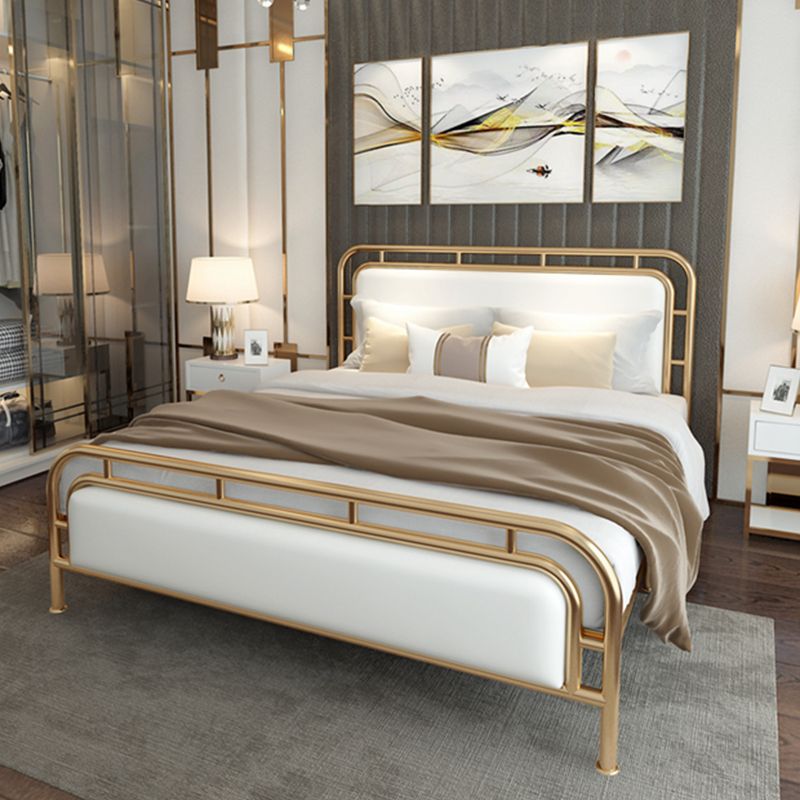 Contemporary Metal Open-Frame Standard Bed with Rectangular Headboard