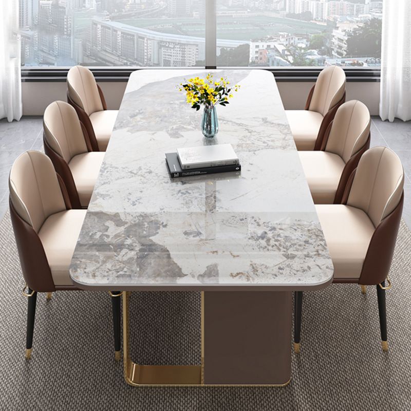 Glam Rectangle 1/4/5/6/7/9 Pieces Dining Table Set Indoor Gold Dinette Set