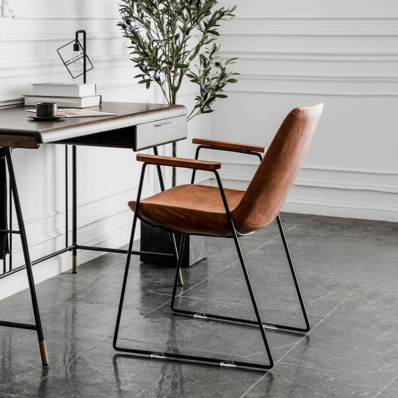 Chaises de salle à manger de style nordique, bras de cuisine, chaises latérales de salle à manger avec pieds en métal