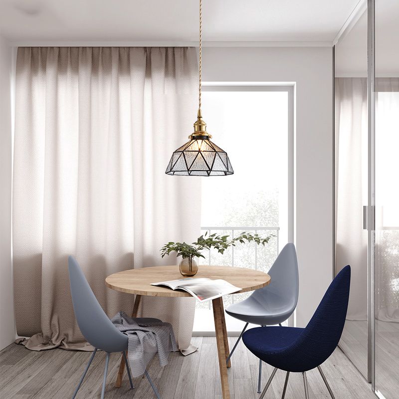 Vintage Glass Pendant Light 1-Light Geometric Ceiling Light Fixture for Hallway