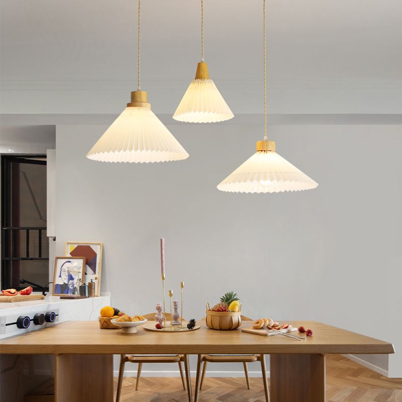 Wood Tapered Suspension Pendant Light Nordic Style Wooden Pendant Lighting Fixture