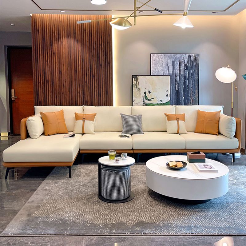 Stain-Resistant Faux Leather Square Arm Sofa/Sectional with Removable Cushions