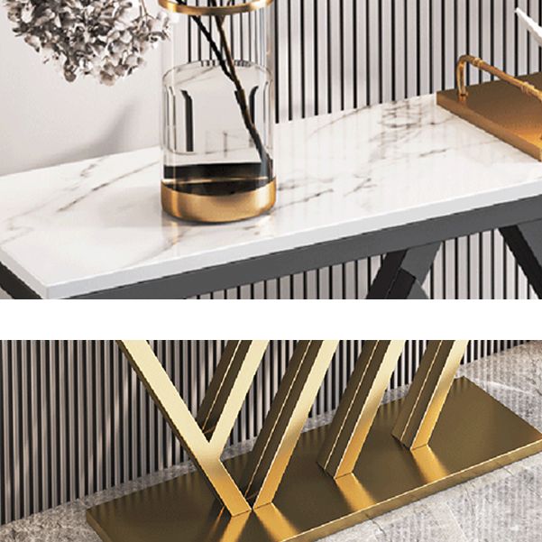 31.5" Tall 1-shelf Console Table Stone Stain Resistant Accent Table