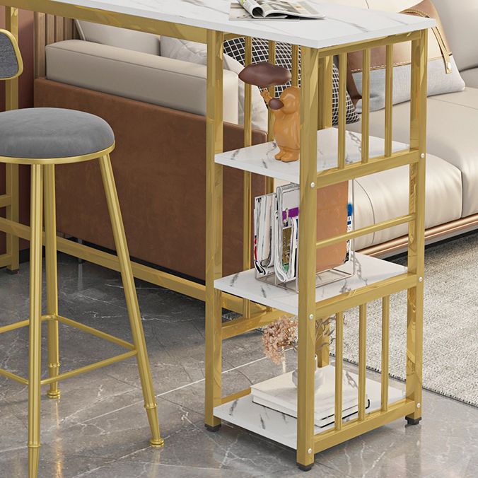 Modern Style Bistro Bar Table Rectangle Gold Frame Bar Table