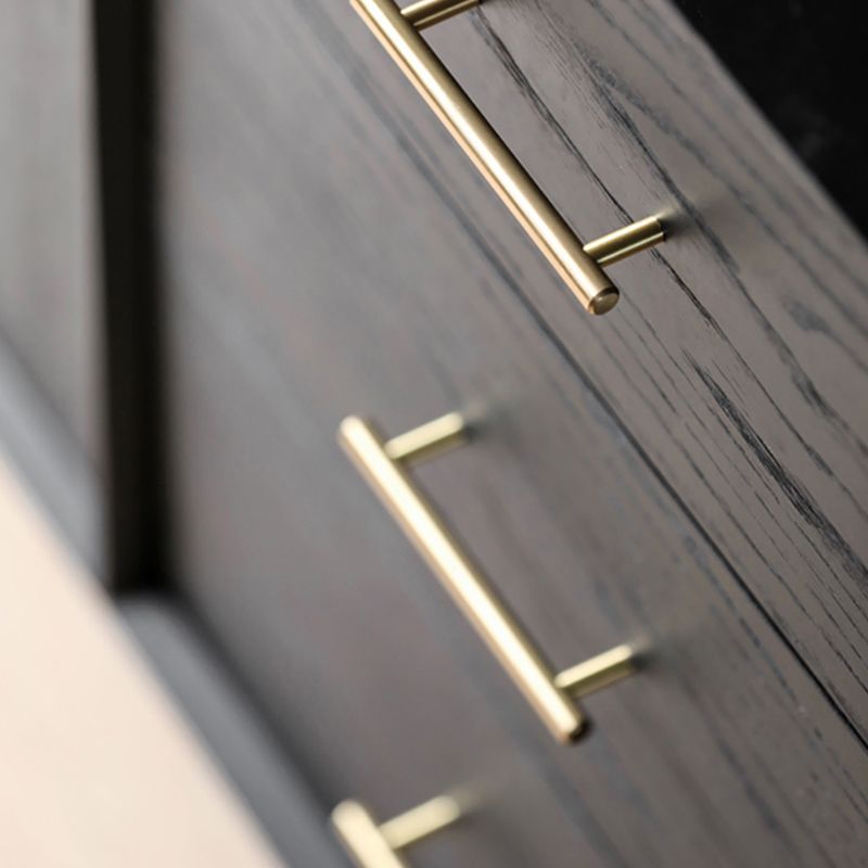 Black Solid Wood Buffet Table Glam Buffet Table with 6-Drawer and 2-Door