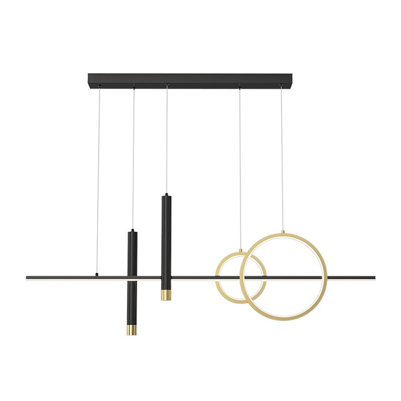 Shaded Dinning Room Island Pendant Light LED Minimalist Island Ceiling Light in Gold-Black