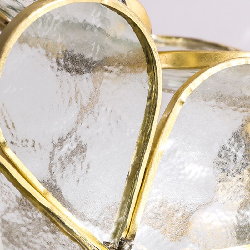 Colonical artistiek indoor plafond Licht Koper Petaloid Flush Mount met Pure Glass Shade