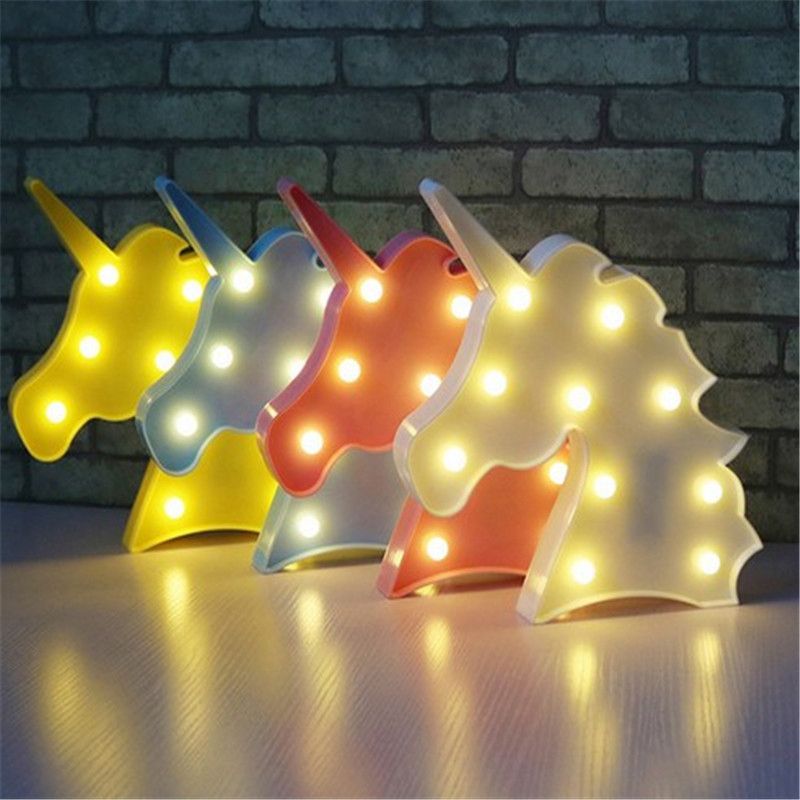 Unicorn Mini Nightstand Light Contemporary LED Plastic Wall Lamp for Girls Bedroom