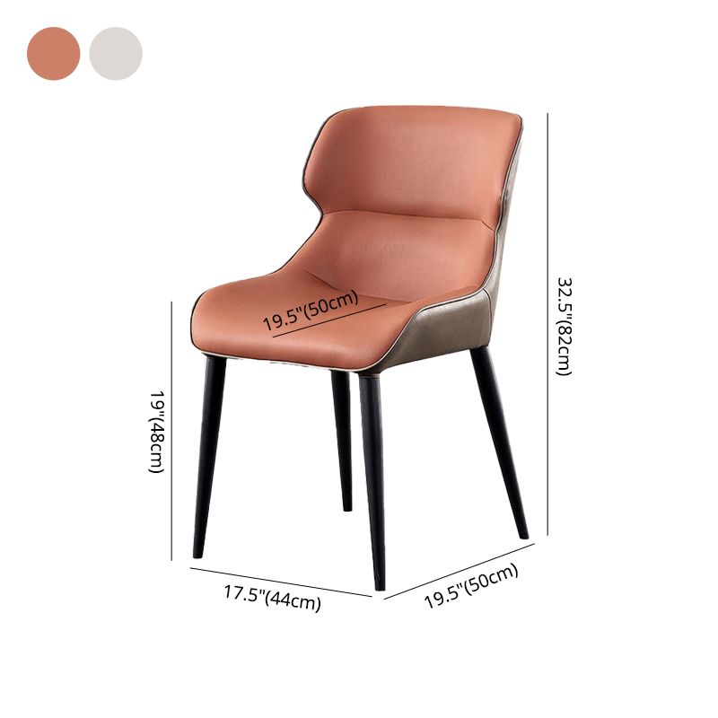 Silla lateral de cuero contemporánea para restaurante, acabado mate, silla de comedor con respaldo