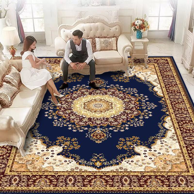 Europese stijl Blue Area Rug Polyester Area Tapijt Stain Resistent Easy Care Tapijt voor thuisdecoratie