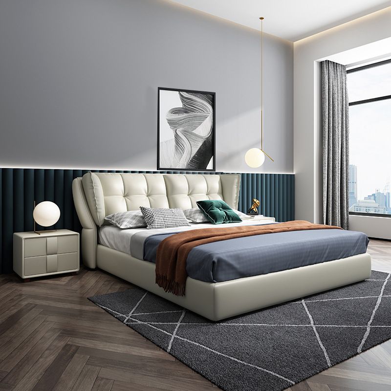 Contemporary Pine Wood Storage With Wings Lift Up Storage Wingback Bed