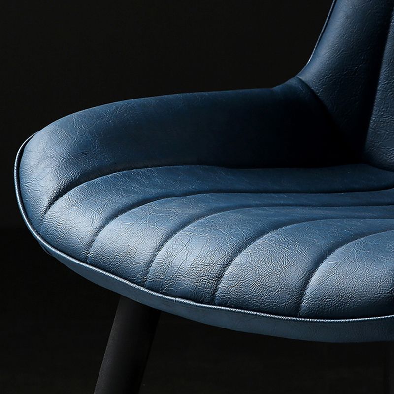 Industrial Style Faux Leather Chair Armless Side Chairs with Metal Legs for Kitchen