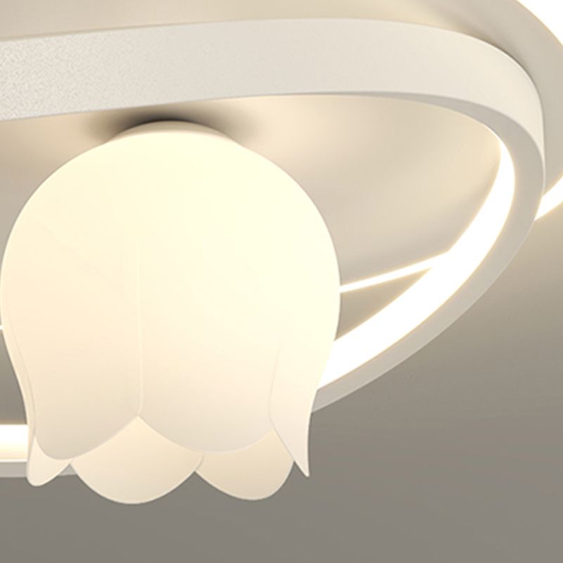 LED Modern Metal Flush Mount Linear Shape Ceiling Light with Plastic Shade for Living Room