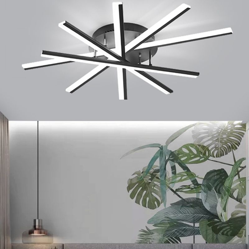 LED Modern Metal Flush Mount Sputnik Shape Ceiling Light with Acrylic Shade for Bedroom
