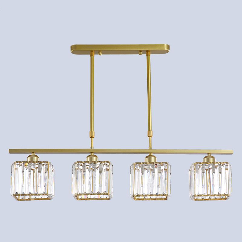 Squares oro Isola illuminazione Isola Stile Minimalista Crystal Island Pendant Light