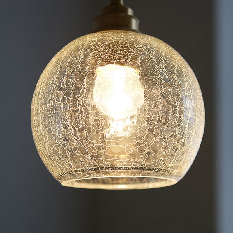 1 Light Spherical Pendant Lamp Vintage Industrial Crackled Glass Hanging Lamp for Living Room