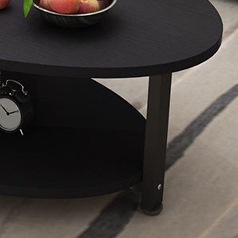 Solid Wood 4 Legs Coffee Table Modern Oval Coffee Table with Storage