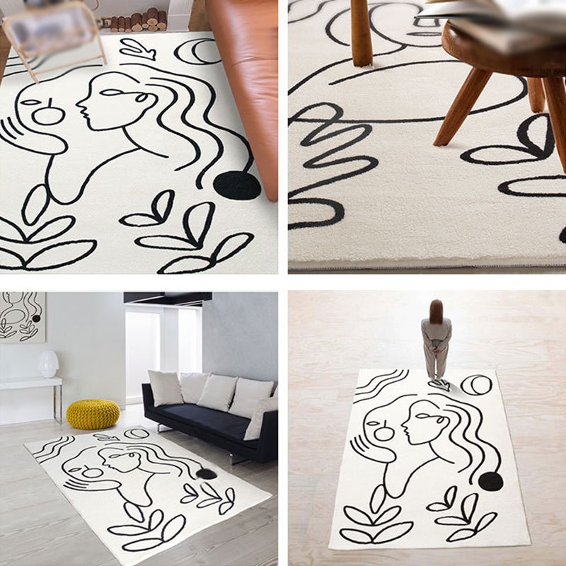 Simplicity Carpet Modern Nordic Area Rug Polyester Stain Resistant Indoor Rug for Living Room