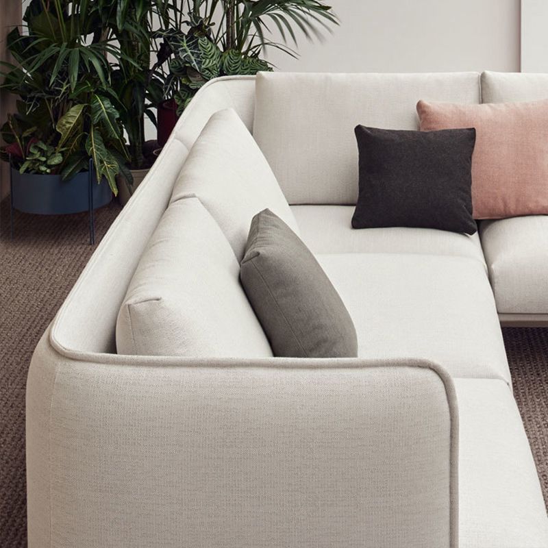 Beige Scandinavian Sofa/sectional with Square Arm for Apartment