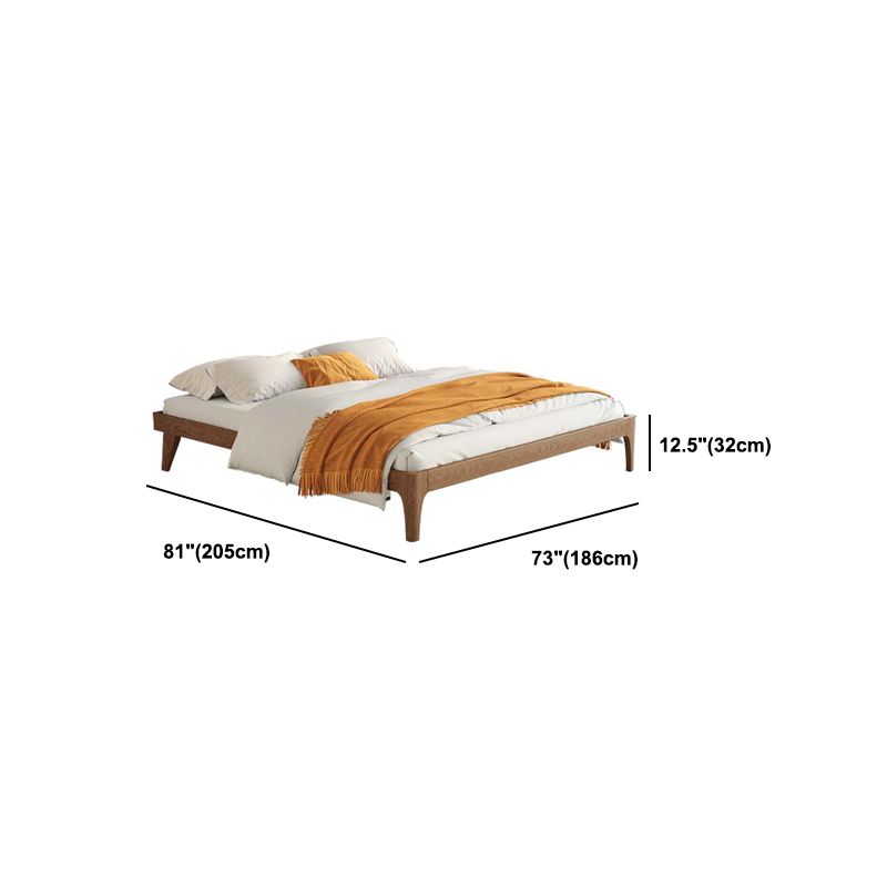Ash Standard Bed Brown 12.59" High Bed Without Headboard, Mid-Century Modern Style