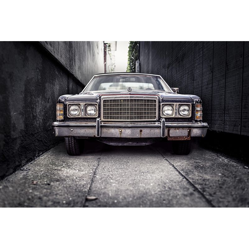 Vintage Car Printed Mural Industrial Style Wall Covering in Pastel Color for Garage