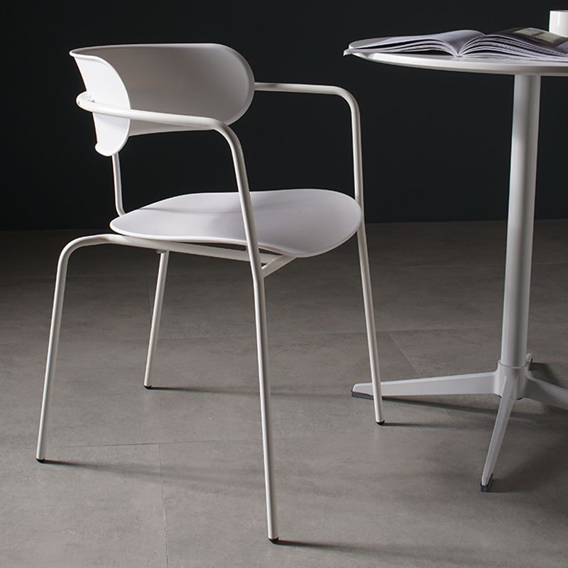 Chaise de salle à manger de style contemporain, chaise d'appoint de cuisine à bras ouvert avec pieds en métal