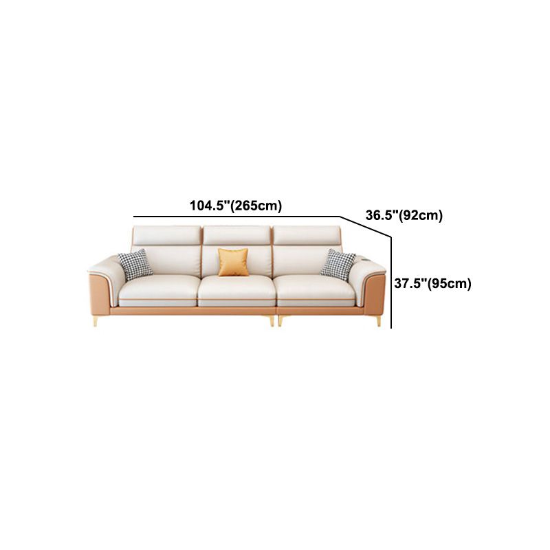 Contemporary Faux Leather Sofa with Pillow Top Arm for Living Room