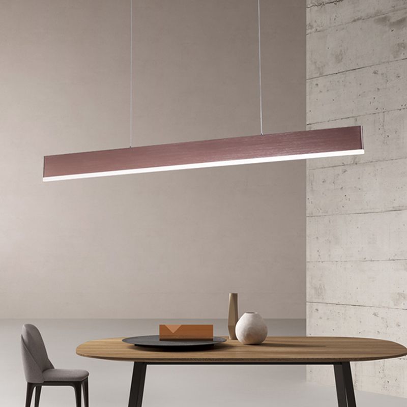 Contemporary Style Linear Shape Island Light Metal 1 Light Island Pendant Light in Brown