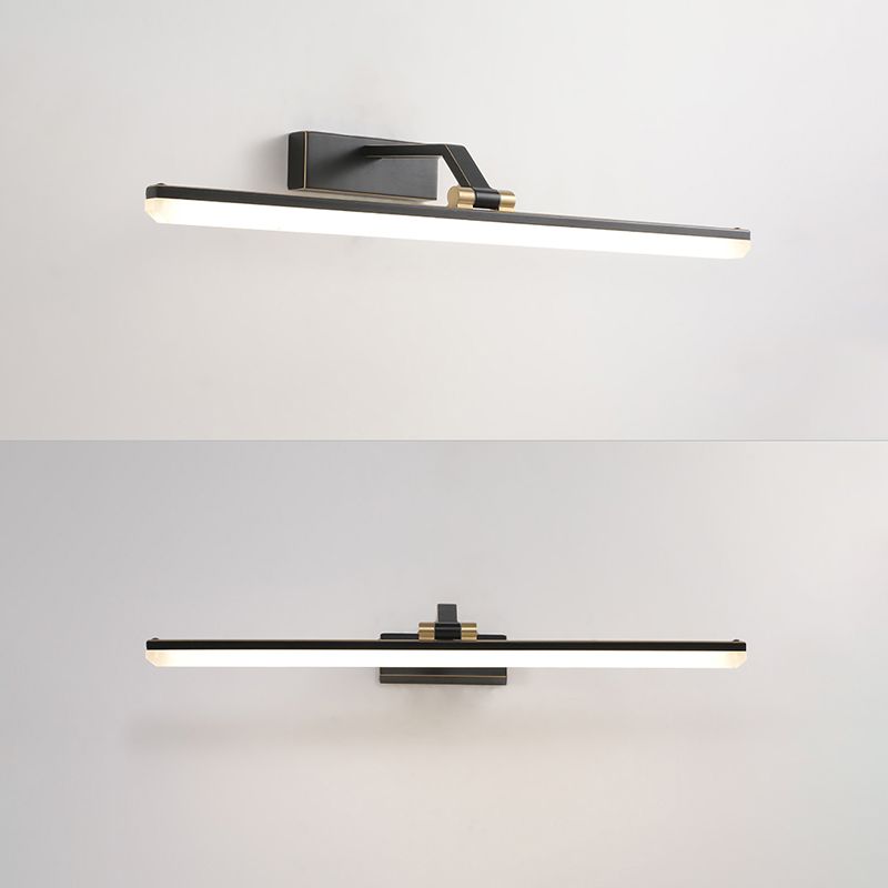 Brass Straight Mirror Light Modern Style Single Light Wall Lamp for Bathroom