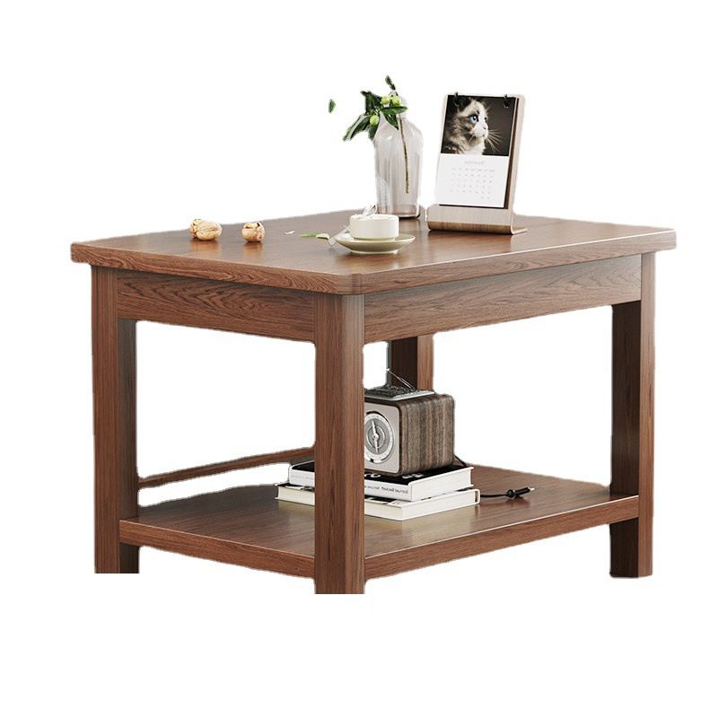 Modern 4 Legs Corner Table Solid Wood Sofa Side End Table with Storage