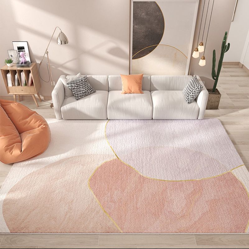 Roze eigentijds tapijt, polyesterkleurig stuk tapijt, antislip rugdeken voor woondecoratie