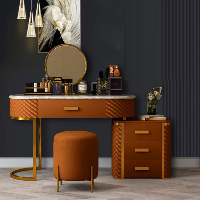 Orange Vanity Set with 5 Storage Drawers 15.74" Wide Make-up Vanity